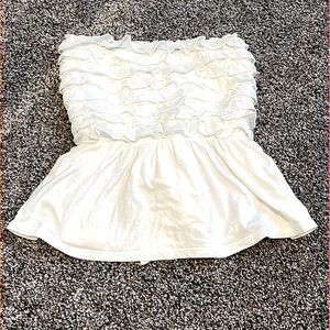 Hollister (M) White Tube Top with Ruffles